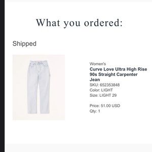 Never Worn Abercrombie Curve Love Jeans